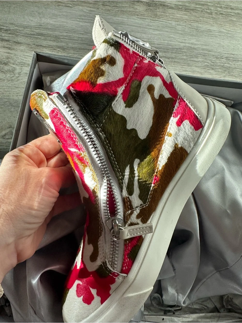Giuseppe Zanotti Pink Green Camo High-Top Sneakers